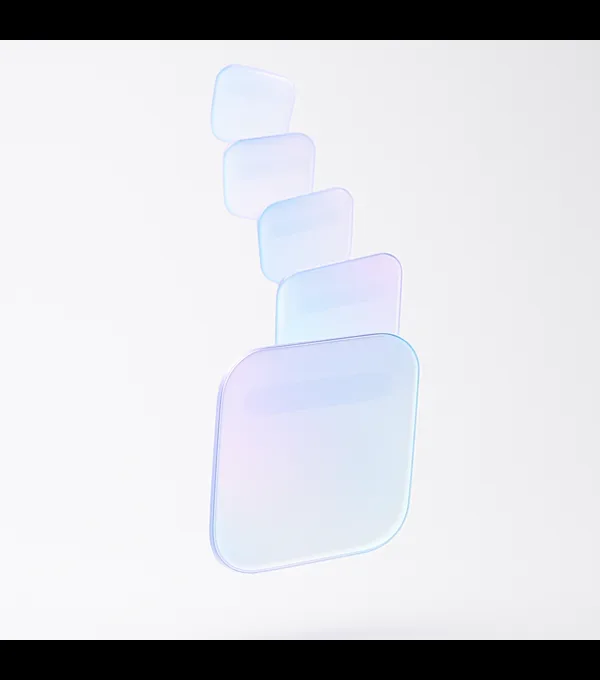 세로로 떠 있는 반투명 지원 알림 카드 리본